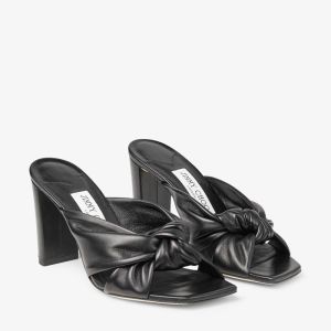 Jimmy Choo Avenue 85 Heeled Slides Women Nappa Leather With Knotted Black