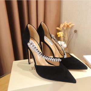 Jimmy Choo Bee 105 Pumps Suede With Crystal Embellishment Black