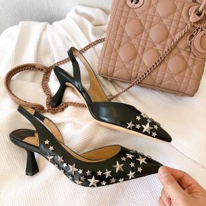 Jimmy Choo Fetto 65 Slingback Pumps Leather With Star Rivets Black