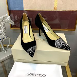 Jimmy Choo Love 85 Pumps Suede With Asymmetric Sprinkled Crystals Black