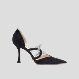 Jimmy Choo Luis 85 Pumps Women Suede With Crystal Embellishment Black