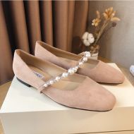 Jimmy Choo Ade Flats Suede With Pearl Embellishment Pink
