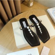 Jimmy Choo Alaina Slides Nappa Leather With Pearl Embellishment Black