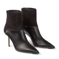 Jimmy Choo Beyla 85 Ankle Booties Calf Leather And Suede With JC Button Detailing Black