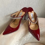 Jimmy Choo Bing 100 Mules Patent Leather With Crystal Strap Red