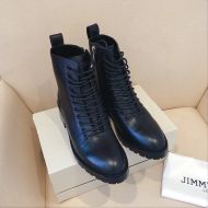 Jimmy Choo Cruz Combat Boots Leather Black
