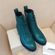 Jimmy Choo Cruz Combat Boots Leather Green