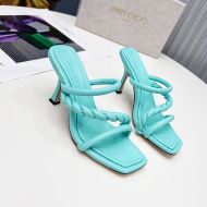Jimmy Choo Diosa 85 Slides Leather With Braided Strap Blue