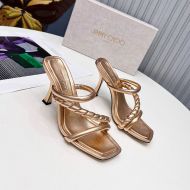 Jimmy Choo Diosa 85 Slides Leather With Braided Strap Brown