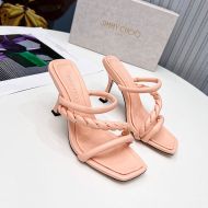 Jimmy Choo Diosa 85 Slides Leather With Braided Strap Pink
