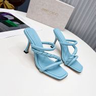 Jimmy Choo Diosa 85 Slides Leather With Braided Strap Sky Blue
