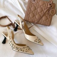 Jimmy Choo Fetto 65 Slingback Pumps Leather With Star Rivets Beige