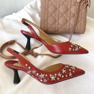 Jimmy Choo Fetto 65 Slingback Pumps Leather With Star Rivets Red