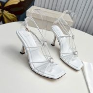 Jimmy Choo Indiya 85 Sandals Women Nappa Leather With Crystal Hearts White