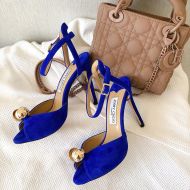 Jimmy Choo Ivory Sandals Suede With Pearl Detail Blue