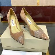 Jimmy Choo Love 85 Pumps Suede With Asymmetric Sprinkled Crystals Pink