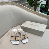 Jimmy Choo Maelie 60 Slides Sheep Leather With Logo-Woven Ribbon White
