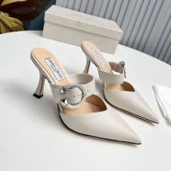 Jimmy Choo Magie 85 Mules Women Nappa Leather With C-Buckle Beige