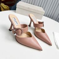 Jimmy Choo Magie 85 Mules Women Nappa Leather With C-Buckle Pink