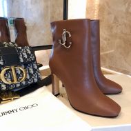 Jimmy Choo Mahesa 100 Ankle Booties Calf Leather With JC Emblem Brown