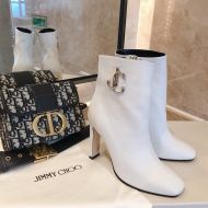 Jimmy Choo Mahesa 100 Ankle Booties Calf Leather With JC Emblem White