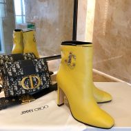 Jimmy Choo Mahesa 100 Ankle Booties Calf Leather With JC Emblem Yellow