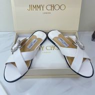 Jimmy Choo Marle Flats Sheep Leather With Crystals Buckle White