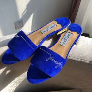 Jimmy Choo Minea Slides Women Suede With Crystals Embellished Blue