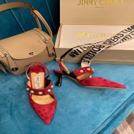 Jimmy Choo Ray 65 Slingback Pumps Suede With Pearls Red