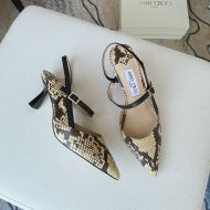 Jimmy Choo Ray 65 Slingback Pumps Python Leather With JC Monogram Yellow