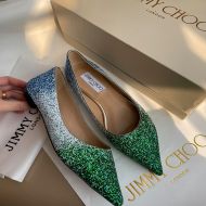 Jimmy Choo Romy Flats Glitter Fabric Green/Blue