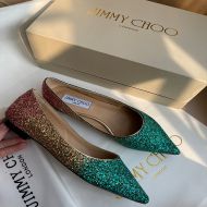 Jimmy Choo Romy Flats Glitter Fabric Green/Pink