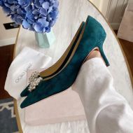 Jimmy Choo Romy Pumps Suede With Pearl Embellished Green