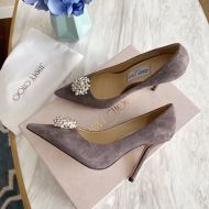 Jimmy Choo Romy Pumps Suede With Pearl Embellished Grey