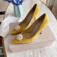 Jimmy Choo Romy Pumps Suede With Pearl Embellished Yellow