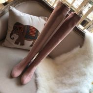 Jimmy Choo Maine Knee Boots Suede With Crystal Embellished Heel Pink